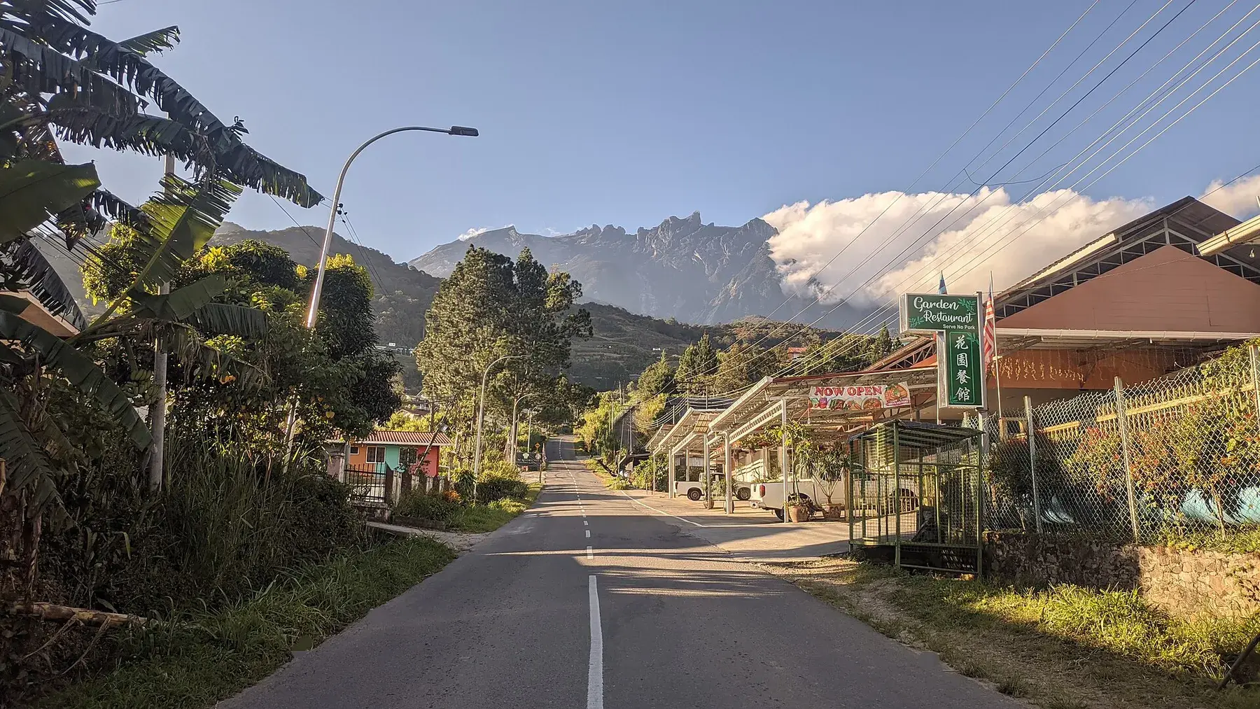Mount Kinabalu above the roadside in Mesilou, Kundasang
